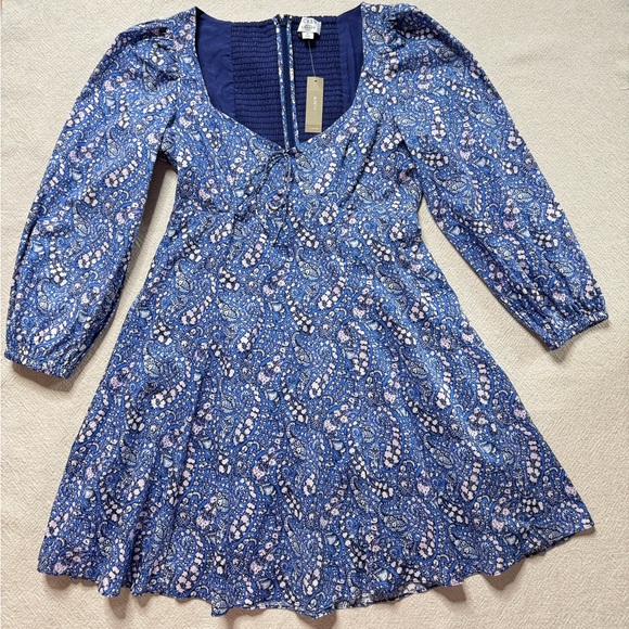 NEW JCREW Sweetheart Liberty Blue Floral Milkmaid‎ Mini Dress 6 - Picture 2 of 10